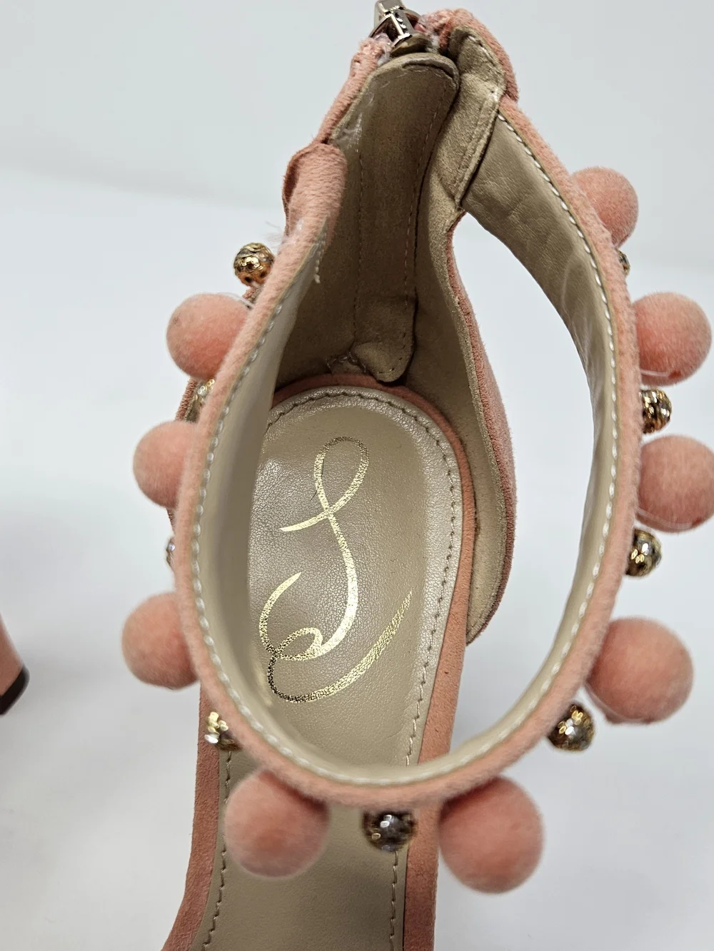 Sam Edelman Women's Luella Embellished High Heel Sandals, Women's 8 POM POM